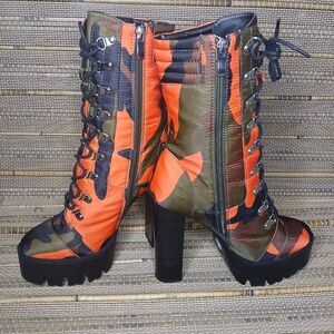 Azalea Wang Chunky Platform Camo Lace-up Combat Boots